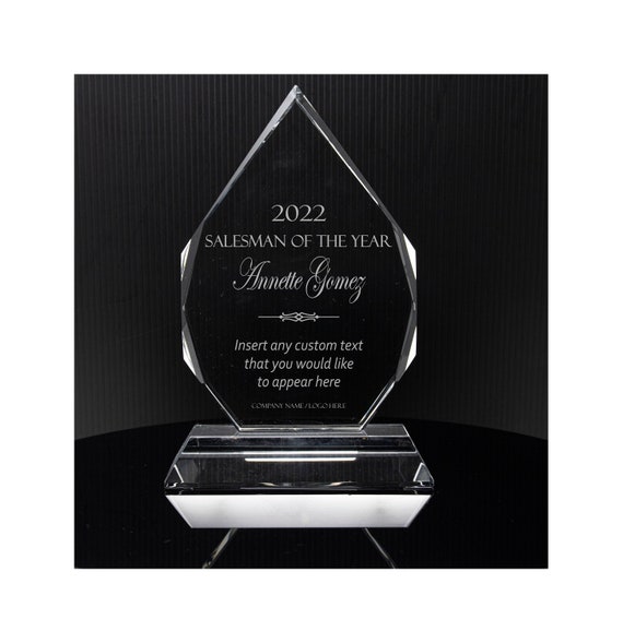 Personalized 7 Diamond Crystal Award Plaque, Custom Engraved Glass Plaque  for Employees, Teachers, Appreciation & Recognition, Retirement 