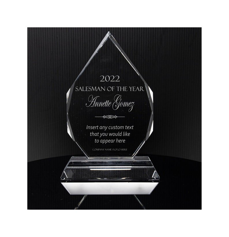 Personalized 7 Diamond Crystal Award Plaque Custom Etsy