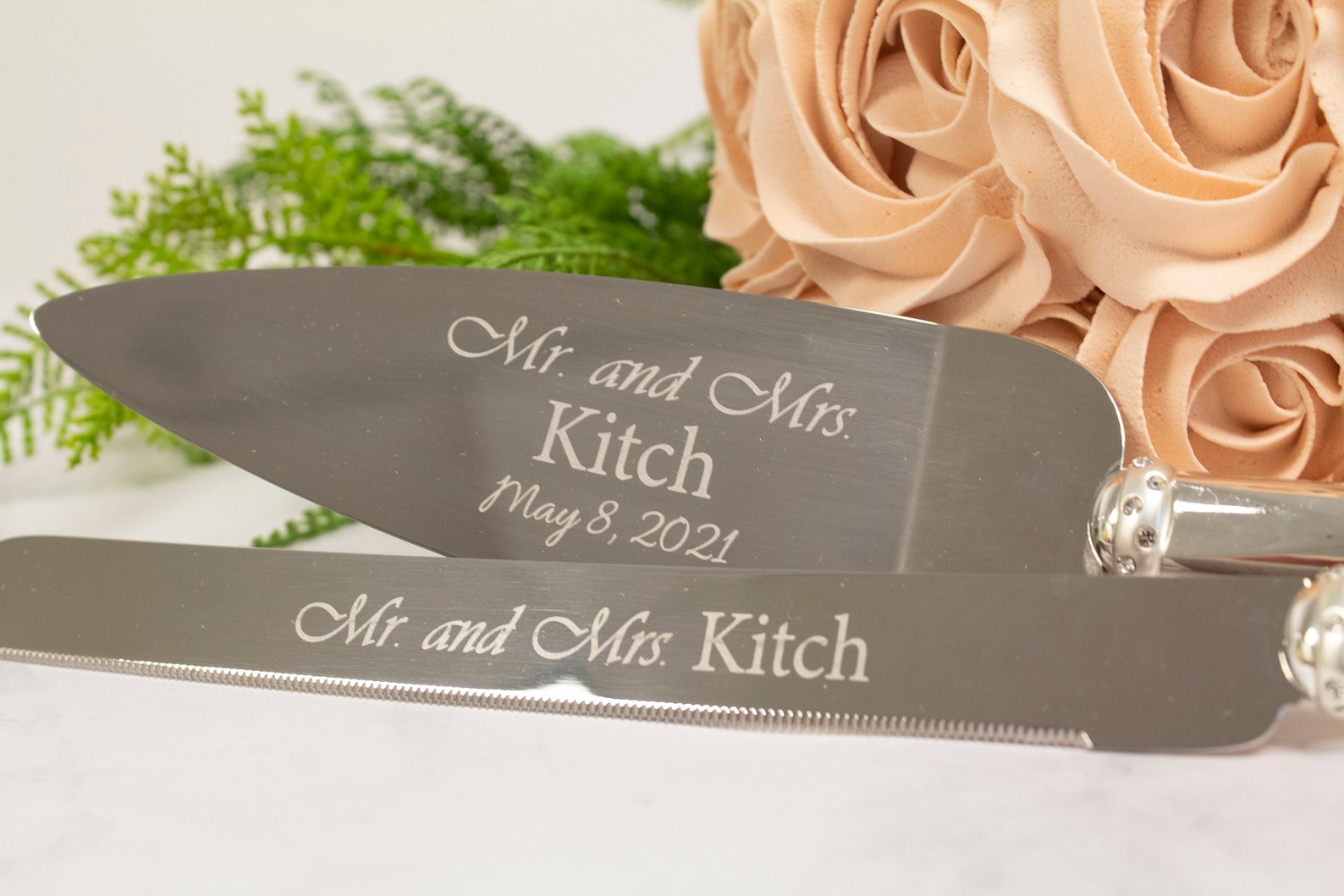 Lenox Devotion Personalized Wedding Cake Knife and Server Set Etsy