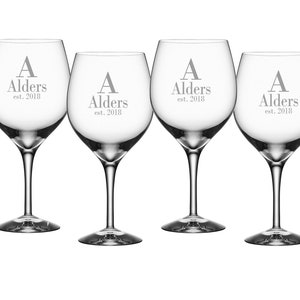 Orrefors Personalized Crystal Gin and Tonic Glasses / Set of 4 Custom Engraved 22oz Crystal Bar Glasses for Gin & Tonic, Mixed Drinks