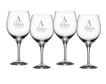 Orrefors Personalized Crystal Gin and Tonic Glasses / Set of 4 Custom Engraved 22oz Crystal Bar Glasses for Gin & Tonic, Mixed Drinks