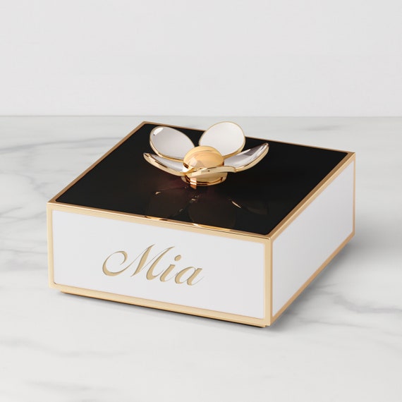Kate Spade Personalized Make It Pop Black white Floral Box Custom Engraved Decorative Keepsake Trinket Jewelry Box Box for Women Girls Etsy Canada