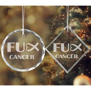 F Cancer Christmas Ornaments, Engraved Crystal Glass Ornaments for Breast Cancer Survivors, Patients, Relatives, Heroes and More 2025