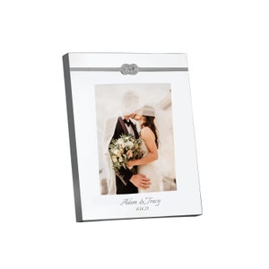 Vera Wang Wedgwood Personalized Infinity Silver 5x7 Wedding Picture Frame, Custom Engraved 5x7 Wedding Frame for Bride and Groom
