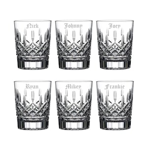 Waterford Personalized Lismore Double Old Fashioned Glasses, Set of 6 Custom Engraved Cut Crystal Rocks Glasses for Whiskey, Scotch, Bourbon