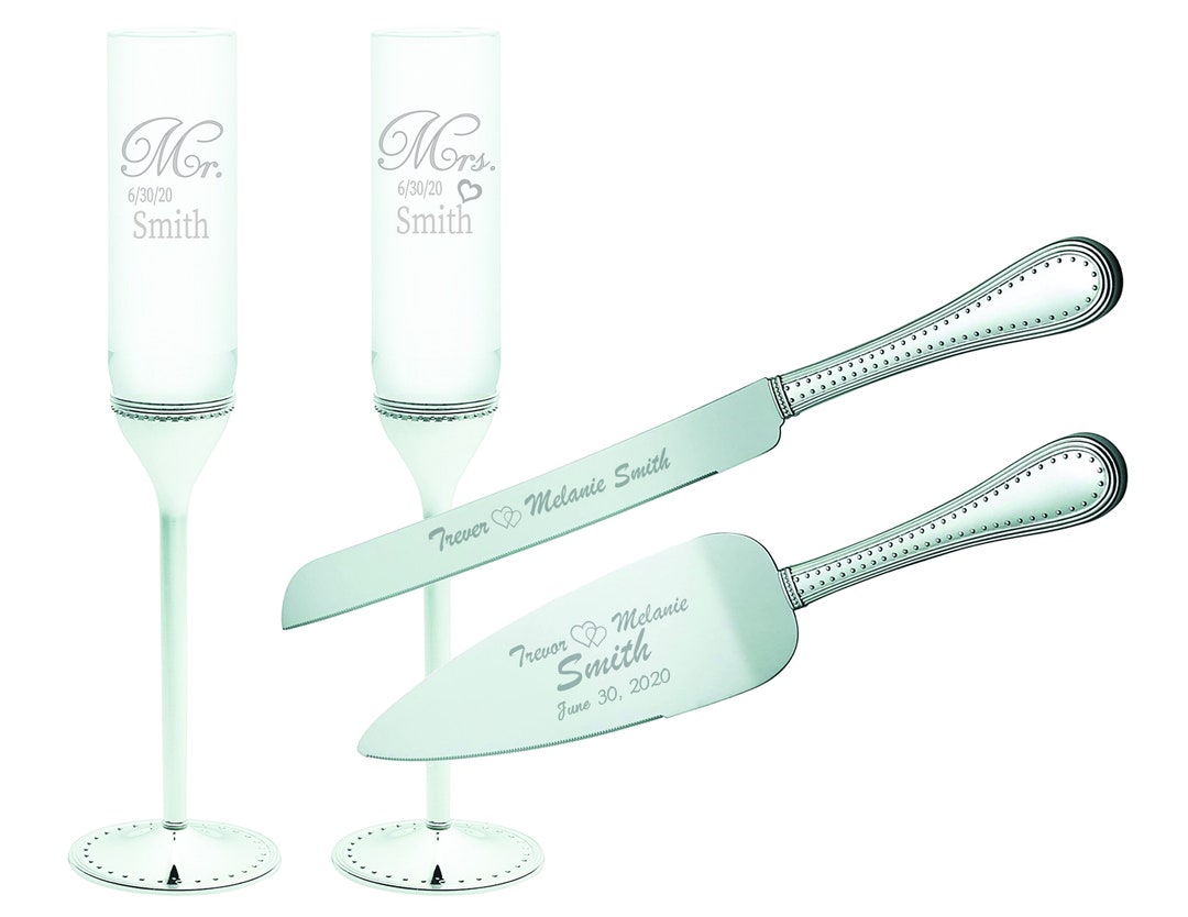 Vera Wang Wedgwood Grosgrain Silver Personalized Wedding Cake Cutting