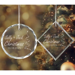 Personalized Couples Tree Ornament, Custom Engraved Crystal Christmas Ornament with Names and Date for Couples, Newlyweds 2025