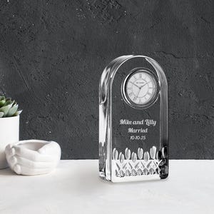 Waterford Personalized Lismore Essence Crystal Desk Clock, Custom Engraved 5.5&quot; Battery Operated Clock for Office, Home Décor