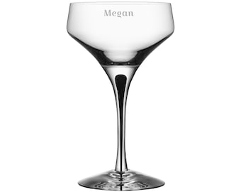 Orrefors Metropol Coupe Personalized Champagne Glass / Custom Engraved 8oz Crystal Coupe Glass for Champagne, Cocktails, or Sorbet