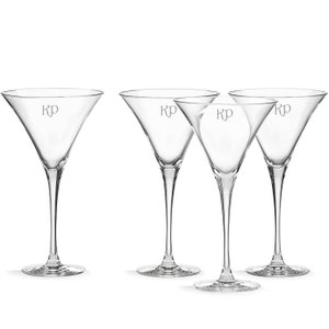 Lenox Personalized Tuscany 4-Piece Martini Glass Set, Set of 4 Custom Engraved Crystal Martini Glasses for Cocktails, Home Bar Cart