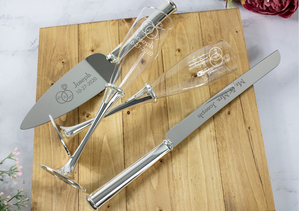 Lenox Devotion Personalized Wedding Cake Cutting Set Bundle / Etsy