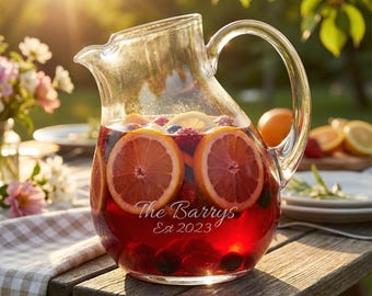 Personalized Lenox Tuscany Glass Pitcher, Engraved Party Drinkware