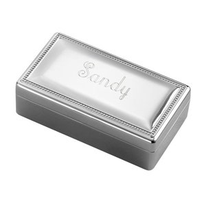 Personalized Rectangular Bead Jewelry Box / Custom Engraved Keepsake Box