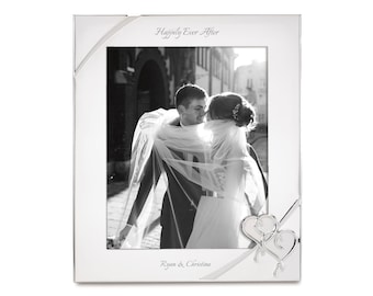 Lenox True Love Personalized 8x10 Picture Frame, Custom Engraved Silver 8x10 Wedding Frame for Bride and Groom, Engaged Couples, Newlyweds