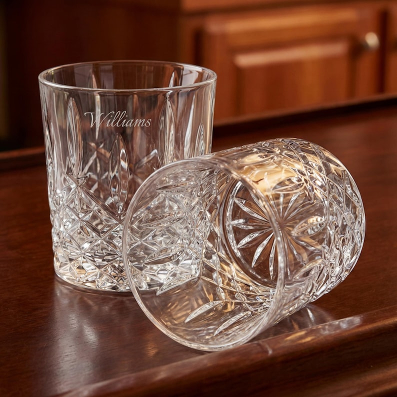 Marquis by Waterford Personalized Markham 11oz Crystal Whiskey Glasses, Set of 4 Custom Engraved Rocks Glasses for Whiskey Bourbon Scotch imagem 7