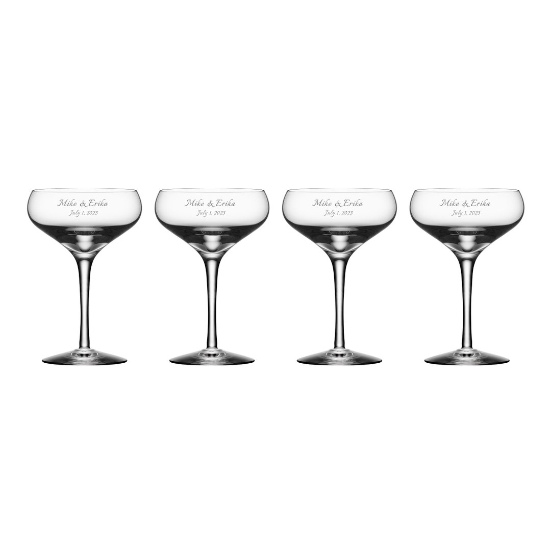 Orrefors More Coupe Personalized Champagne Coupe Glasses, Set of 4