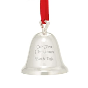 Reed & Barton Personalized Ringing in the Season™ Christmas Bell Ornament, Custom Engraved Silver Bell Ornament for Christmas Tree, 2023