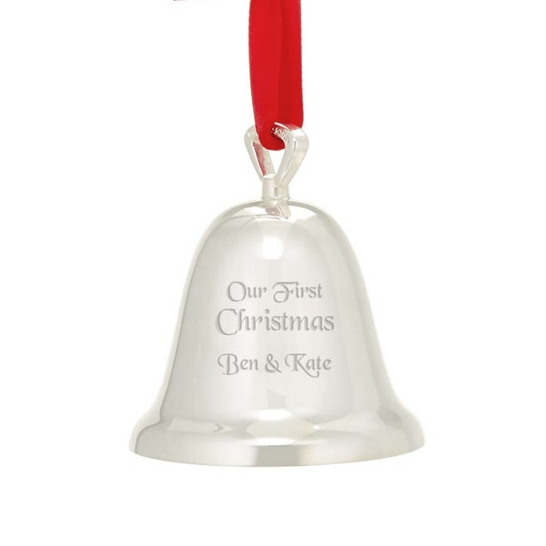 Reed & Barton Personalized Ringing in the Season™ Christmas Bell Ornament, Custom Engraved Silver Bell Ornament for Christmas Tree, 2024
