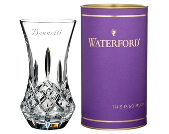 Waterford Personalized Giftology Lismore Bon Bon 6" Vase, Custom Engraved Cut Crystal Vase for Flowers, Elegant Home Décor