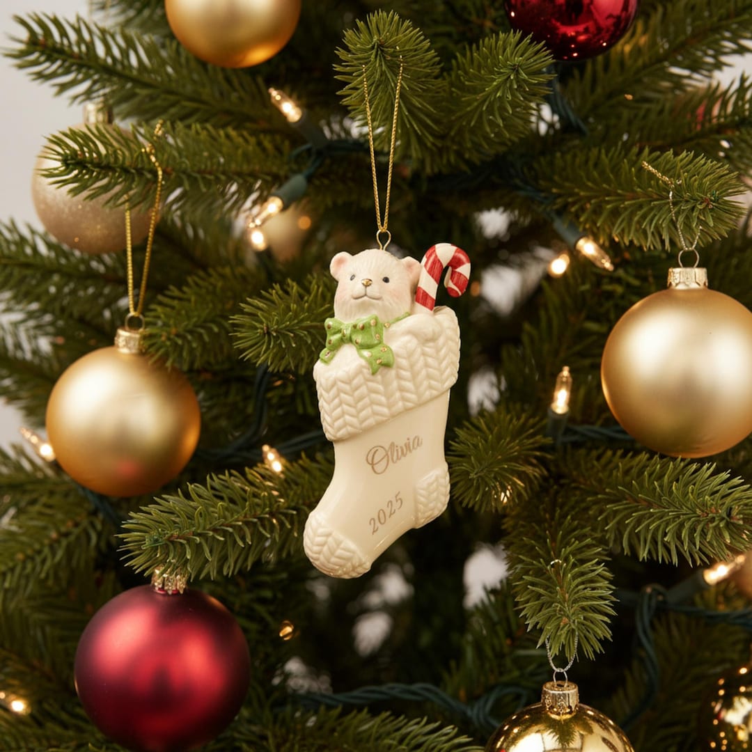 Lenox Stocking Splendor Lenox Personalized 2026 Christmas Stocking Ornament, Custom Engraved ...