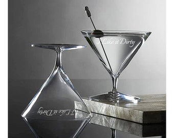 Waterford Personalized Elegance Martini Glass Pair, Set of 2 Custom Engraved 11.2oz Crystal Martini Glasses for Home Bar, Liquor, Cocktails