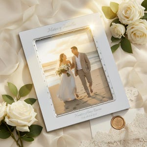 Lenox Devotion Personalized 8x10 Wedding Picture Frame, Custom Engraved 8x10 Frame for Engagement, Anniversary, Wedding Photos