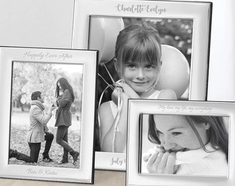 Reed & Barton Personalized Naples Frame, Custom Engraved Silver-Plated Picture Frame in 4x6, 5x7, 8x10 Sizes for Wedding, Anniversary Photos