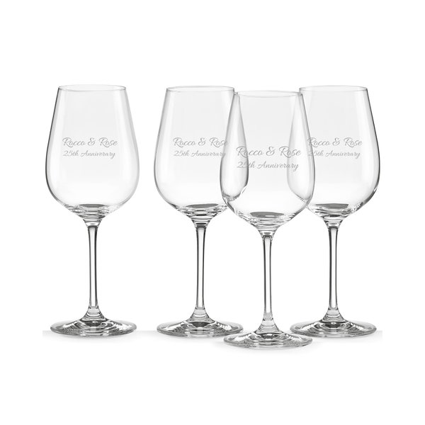 Lenox Personalized Tuscany Pinot Grigio Wine Glasses, Set of 4 Custom Engraved White Wine Glasses for Riesling, Chardonnay, Sauvignon Blanc