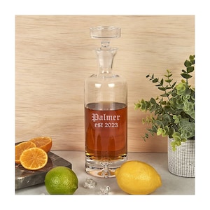 Badash Personalized 28oz Galaxy Decanter, Custom Engraved Modern Crystal Whiskey Decanter for Bourbon, Scotch, Liquor, Home Bar