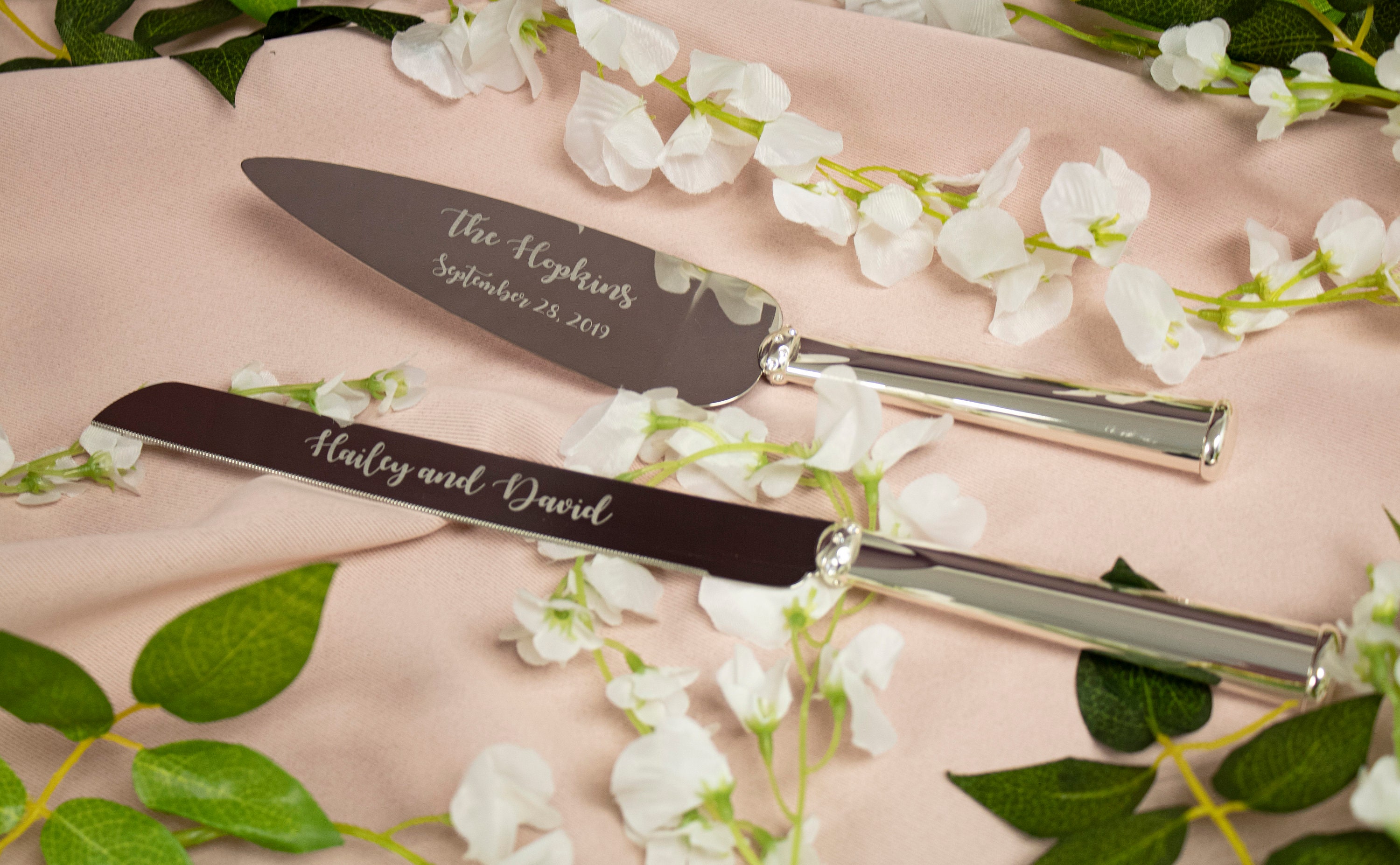 Lenox Devotion Personalized Wedding Cake Knife and Server Set / Custo…