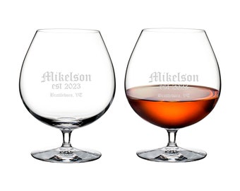 Personalized Waterford Elegance 28.75oz Brandy Snifters, Set of 2 Custom Engraved Crystal Cognac Glasses for Brandy, Cognac, Whiskey & More