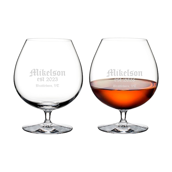 Personalized Waterford Elegance 28.75oz Brandy Snifters, Set of 2 Custom Engraved Crystal Cognac Glasses for Brandy, Cognac, Whiskey & More