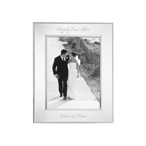 Reed & Barton Personalized Lyndon Frame, Custom Engraved Silver-Plated Picture Frame in 4x6, 5x7, 8x10 Sizes for Wedding, Anniversary Photos