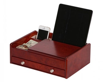 Mele & Co Personalized Davin Mens Valet Box, Custom Engraved Mens Jewelry Box, Dresser Top or Night Stand Accessory Organizer for Men