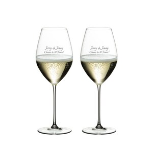 Riedel Personalized Veritas Champagne Wine Glasses, Set of 2 Custom Engraved 15.69oz Crystal Champagne Glasses for Sparkling Wine, Prosecco