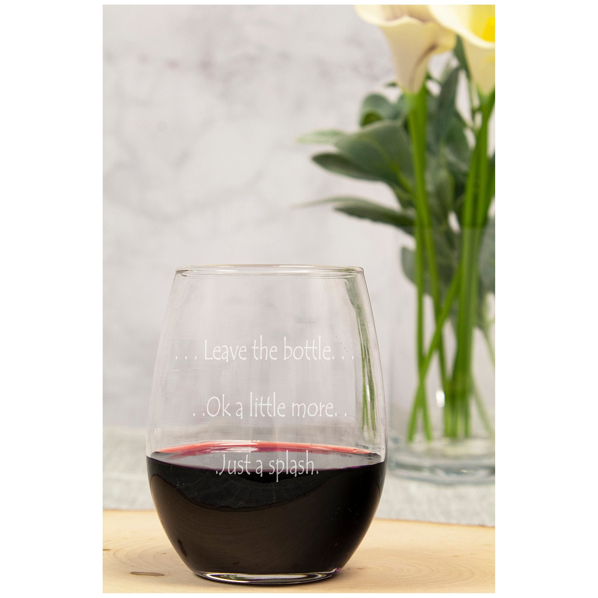 Just a Splash Funny Engraved 15oz Stemless Wine Glass