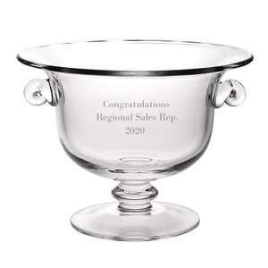 Badash Personalized Crystal Champion Trophy Bowl, Custom Engraved 11&quot;x 8&quot; Footed Glass Trifle Bowl for Candy, Fruit, Desserts and More