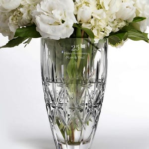 Marquis by Waterford Personalized 9&quot; Sparkle Vase, Custom Engraved Large Crystal Vase for Flowers, Wedding, Anniversary, Retirement Gift