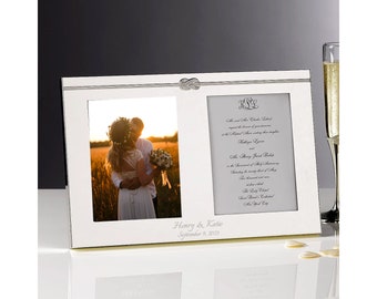 Vera Wang Wedgwood Personalized Infinity 5x7 Wedding Picture & Invitation Double Frame, Custom Engraved Silver 5x7 Wedding Frame