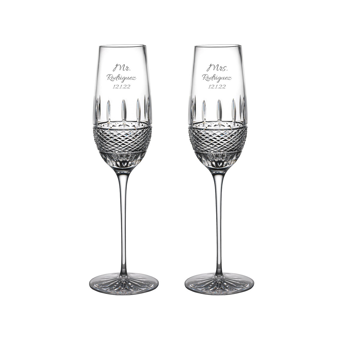 Waterford Personalized Irish Lace Wedding Champagne Flutes image 1