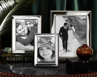 Reed & Barton Personalized Mia Frame, Custom Engraved Silver-Plated Picture Frame in 4x6, 5x7, or 8x10 Sizes for Wedding, Anniversary Photos