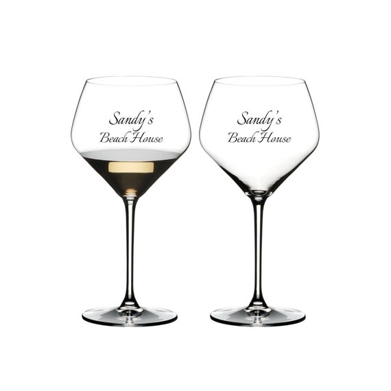 Riedel Personalized Heart to Heart Oaked Chardonnay Glasses, Set of 2  Custom Engraved Crystal White Wine Glasses for Burgundy, Morillon 