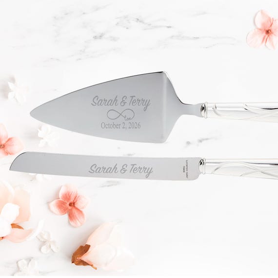 Lenox Bridal Adorn Silver Personalized Wedding Cake Knife and
