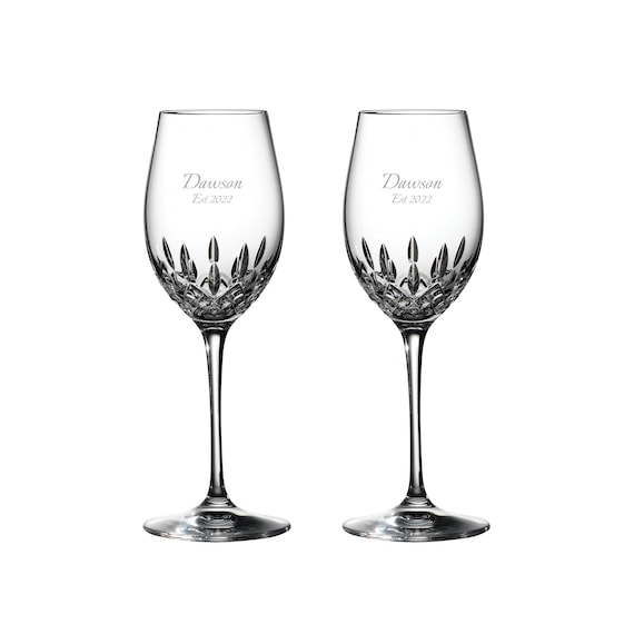 Waterford Personalized Lismore Essence White Wine Glass Pair, Set of 2  Custom Engraved Crystal Wine Glasses for Chardonnay, Pinot Grigio -   Canada