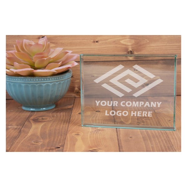 Ravanox Personalized 4 1/2" Jade Glass Business Logo Paperweight, Custom Engraved Paper Weight with Your Company Logo