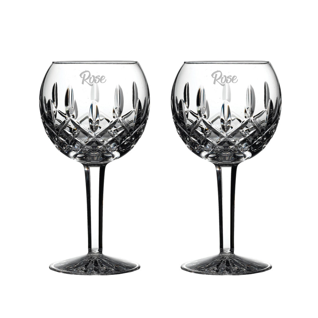 Waterford Personalized Lismore Classic Balloon Wine Glasses, Set of 2 Custom Engraved Cut
