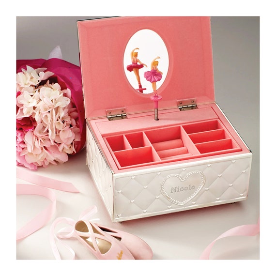 Lenox Personalized Childhood Memories Musical Ballerina Jewelry Box /  Custom Engraved My First Jewelry Box for Kids, Children, Little Girls 
