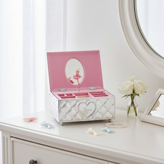 Lenox Personalized Childhood Memories Musical Ballerina Jewelry Box, Custom Engraved My First Jewelry Box for Kids, Children, Little Girls