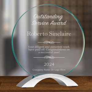 Ravanox Personalized 7 1/4" Round Cosmic Glass Award Plaque, Custom Engraved Glass Award for Employee Appreciation, Recognition, Retirement