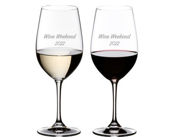 Riedel Personalized Vinum Riesling Grand Cru Zinfandel Wine Glasses, Set of 2 Custom Engraved Crystal Wine Glasses for Rose, Blush Wines